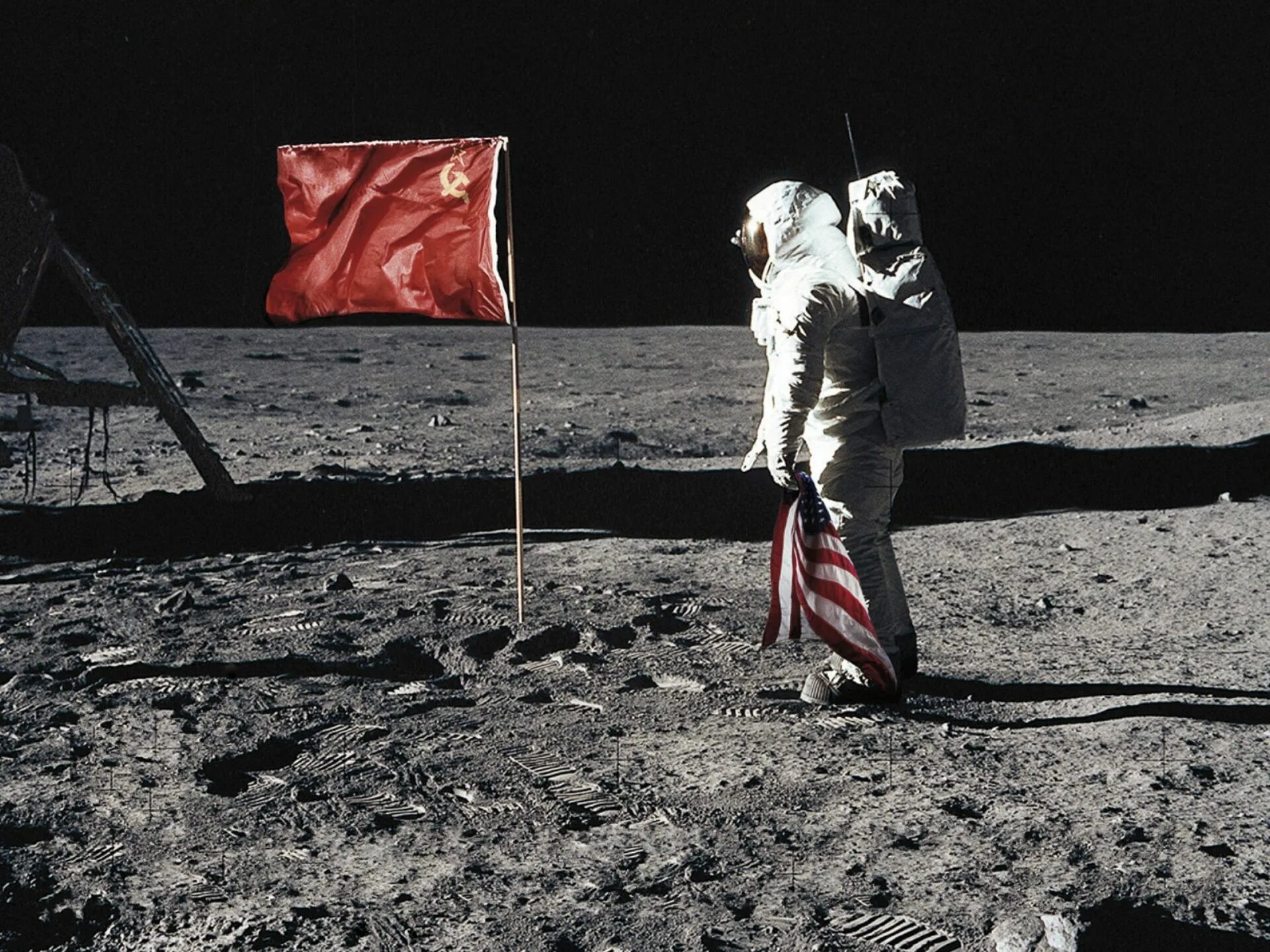 Флаг СССР на Луне. Американцы на Луне. Armstrong on the moon