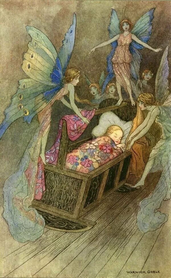 Подменыш. Warwick goble (1862 – 1943). уорвик гобл феи. ирландская мифология подменыши. фейри подменыши.