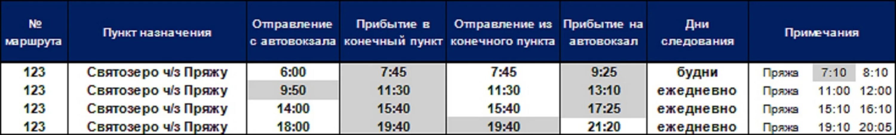 Расписание 138 автобуса с автовокзала.