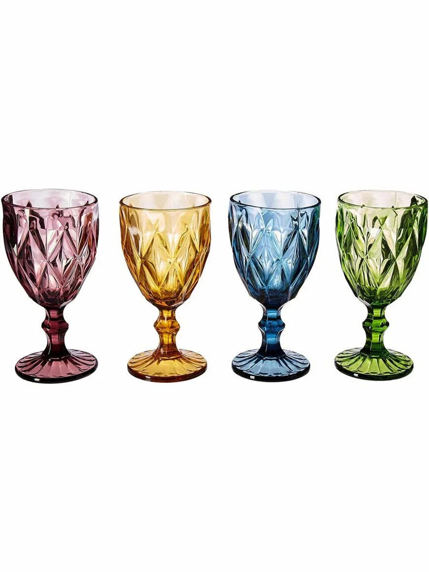 Купить стаканы на озоне. 74037 Набор бокалов для вина "Барокко" 6шт. 9*17 См Аквамарин 300мл. Набор бокалов Lenardi Color Series. Бокалы цветное стекло. Цветные бокалы для вина.