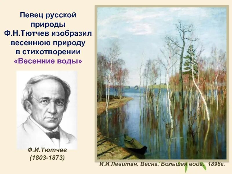 Ф и тютчев весенние воды презентация. Фёдор Иванович Тютчев весенние воды. Стих Федора Ивановича Тютчева весенние воды. Фёдор Иванович Тютчев весенние воды стих. Ф Тютчев весенние воды 2 класс стихи.