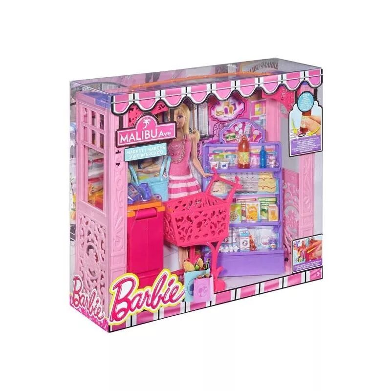 Большой набор кукол. Игровой набор Barbie продуктовая Лавка. Набор Barbie продуктовый магазин Малибу, 29 см, ckp77. Куклы Барби магазин супермаркет. Игровой набор Барби супермаркет.