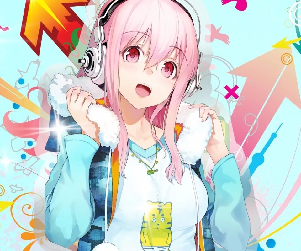 Super Sonico наушники. Менеджер супер Сонико.