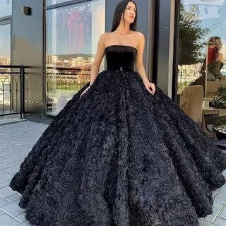 Черные платья Quinceanera в арабском стиле Дубая с 3D цветами розы без бретелек 