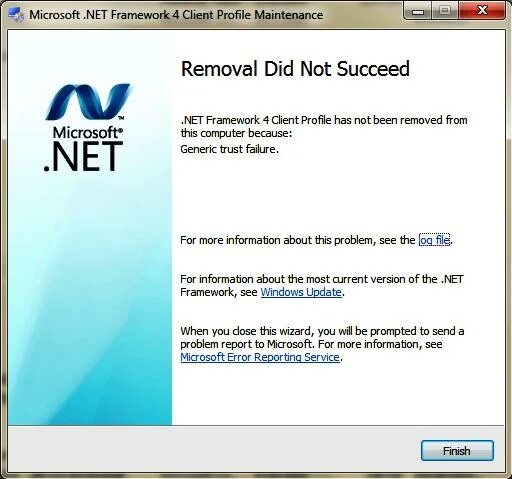 Клиентский профиль Microsoft net Framework 4 зависает.