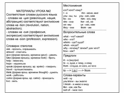 Как будет на английском языке уроки
