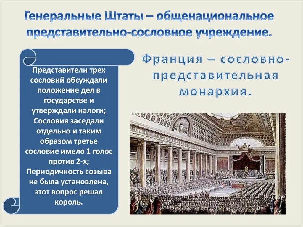 Формируются общенациональными представительными учреждениями. Генеральные штаты во Франции. Палаты генеральных Штатов во Франции. Сословия генеральных Штатов во Франции. Сословно-представительные учреждения.