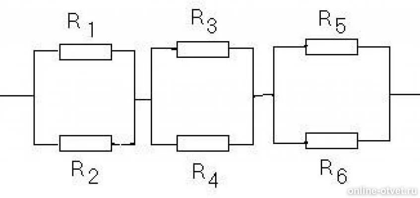 Три проводника с одинаковыми сопротивлениями. Электрическая цепь три проводника рисунок. Смешанное соединение проводников 8 класс физика схема r1=6ом, r2=r3=1ом. Четыре проводника с сопротивлением 1 ом 2 ом 6 ом 12 ом. На рисунке 2.4. Представлена схема электрической цепи, где r1=r2=15 ом.
