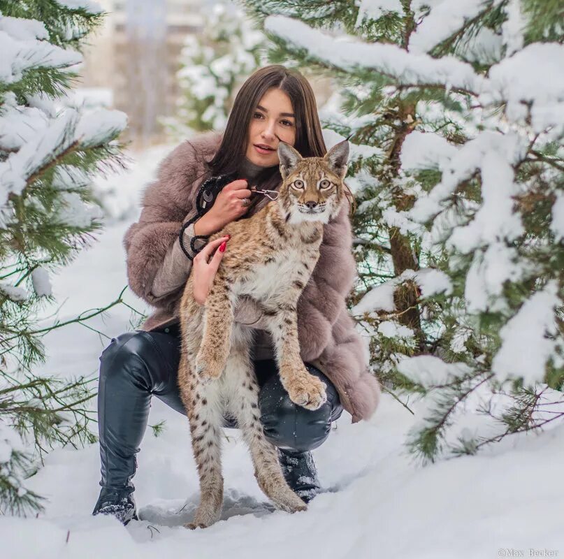 девушка с рысью. женщины с рысью фото.