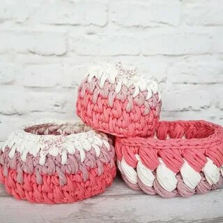 Корзинка из трикотажной пряжи узоры