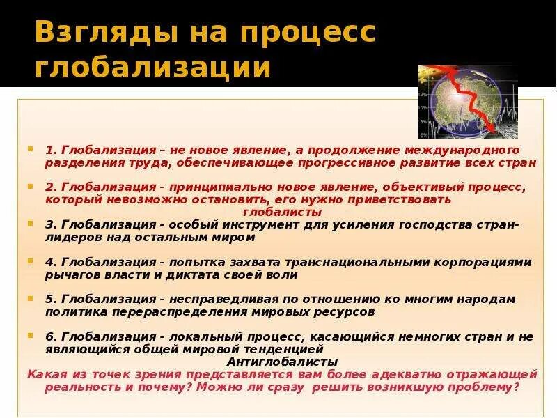 Глобализация международного разделения труда. Взгляды на процесс глобализации. Явления глобализации. Глобализация как явление современности. Глобализация взгляд глобалистов.