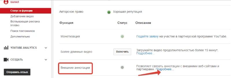 Включить рекламу. Ссылка на ютуб. Как включить рекламу на ютуб. Внешние аннотации в ютубе.