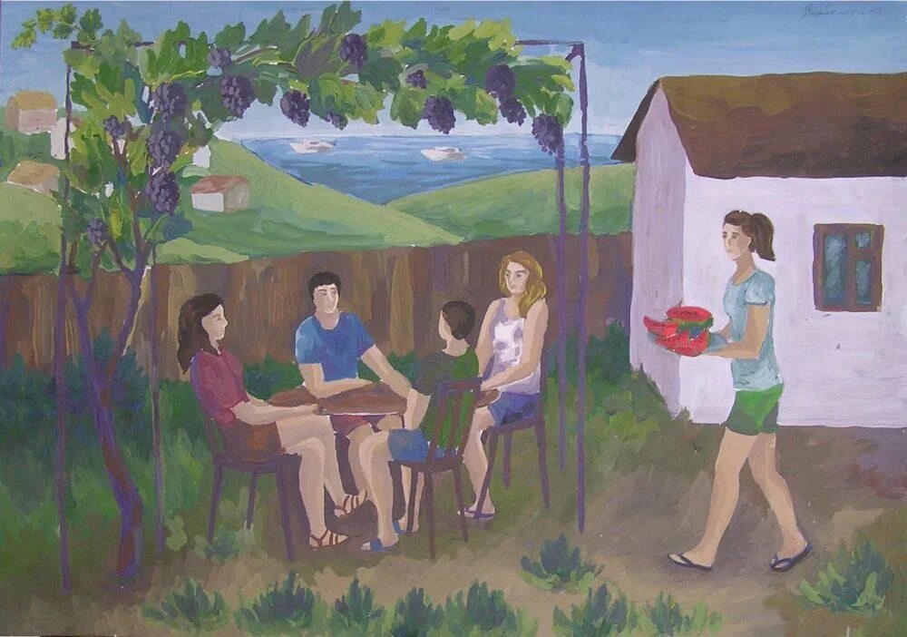 Детская композиция. Сюжетная композиция. Композиция "лето". Станковая композиция живопись. Изображение сюжетной композиции.