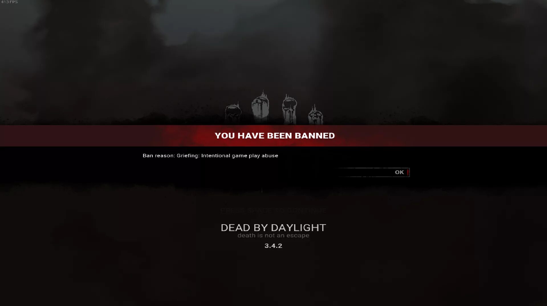 Дали бан в дайвинчике. Дед бай дейлайт бан. Бан в дбд. Бан в Dead by Daylight.