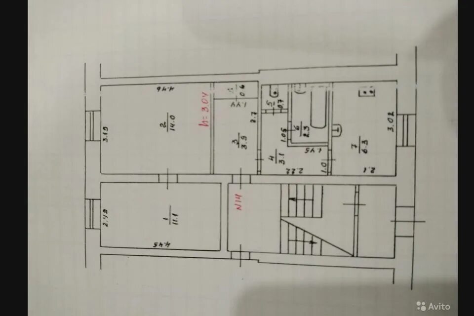 План квартиры 2 комнатной Первомайская 24в. Размер квартиры на Победы 78 Отрадный.