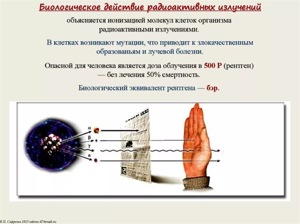 Биологическое действие радиации сообщение