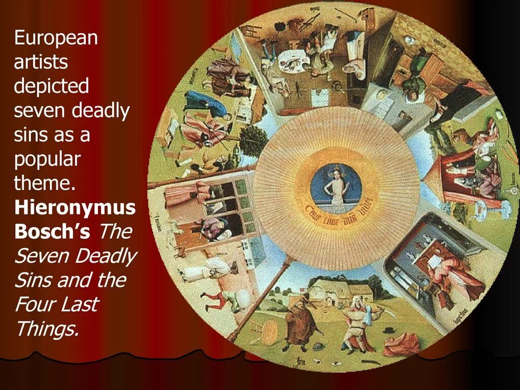 Босх семь смертных грехов и четыре последние вещи. Босх картины семь смертных грехов. Икона лабиринт грехов. Босх картины семь смертных грехов. Икона xviii в.