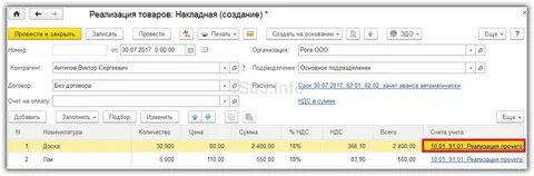 Организация продала материалы проводка