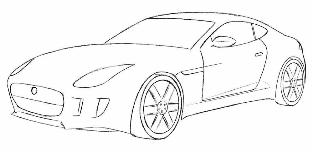 Картинки легкой машины. Раскраска Ягуар ф тайп. Автомобиль рисунок. Рисунок машины карандашом. Автомобили для срисовки.