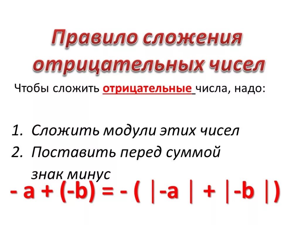 Сложение двух отрицательных чисел правило. Правило сложения отрицательных чисел 6 класс. Сложение и вычитание отрицательных чисел правило. Правило при сложении отрицательных чисел. П 32 правил