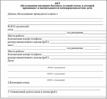 Акт посещения семьи на дому
