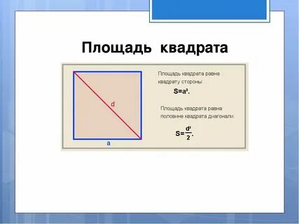 Как найти диагональ квадрата формула