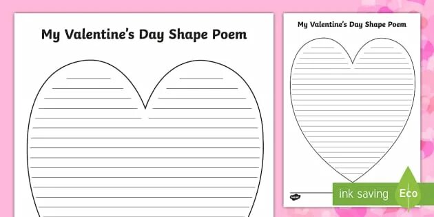 Shape writing. Valentine&#039;s day poems. saint valentine&#039;s day poems. st valentine&#039;s day poems. shape poems.