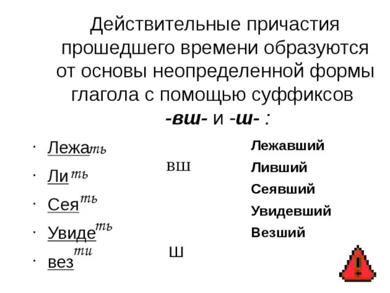 Запеченный в суффиксе причастия. Действительные причастия прошедшего времени примеры. Образование действительных причастий прошедшего времени. Примеры к правилу действительные причастия прошедшего времени. Образование действительных причастий прошедшего времени правило.