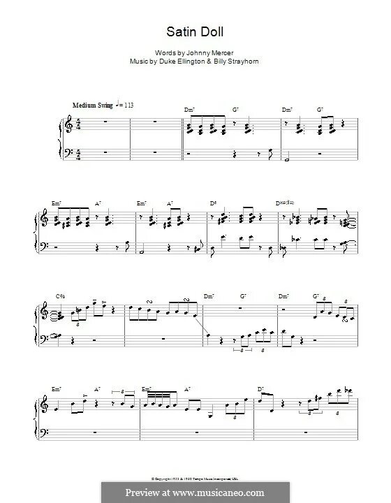 D. Ellington: Piano version (Satin Doll) ноты на MusicaNeo