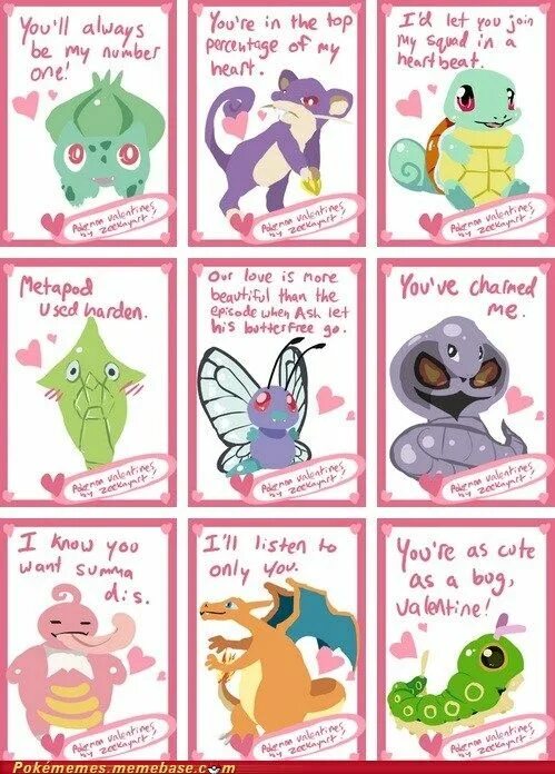 One s cards. Валентинка с покемонами. Pokemon Valentine Card. Валентинка от для с покемоном. Bulbasaur Valentine Card.