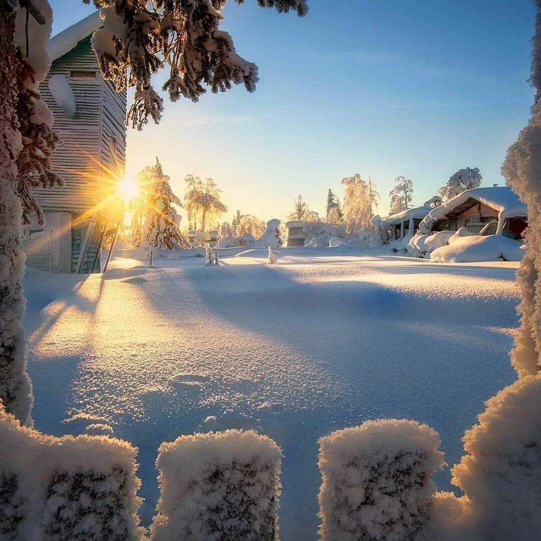 Зимний пейзаж. Зима солнце. Зимняя природа. Утро зима. Добрый вечер февраль картинки красивые