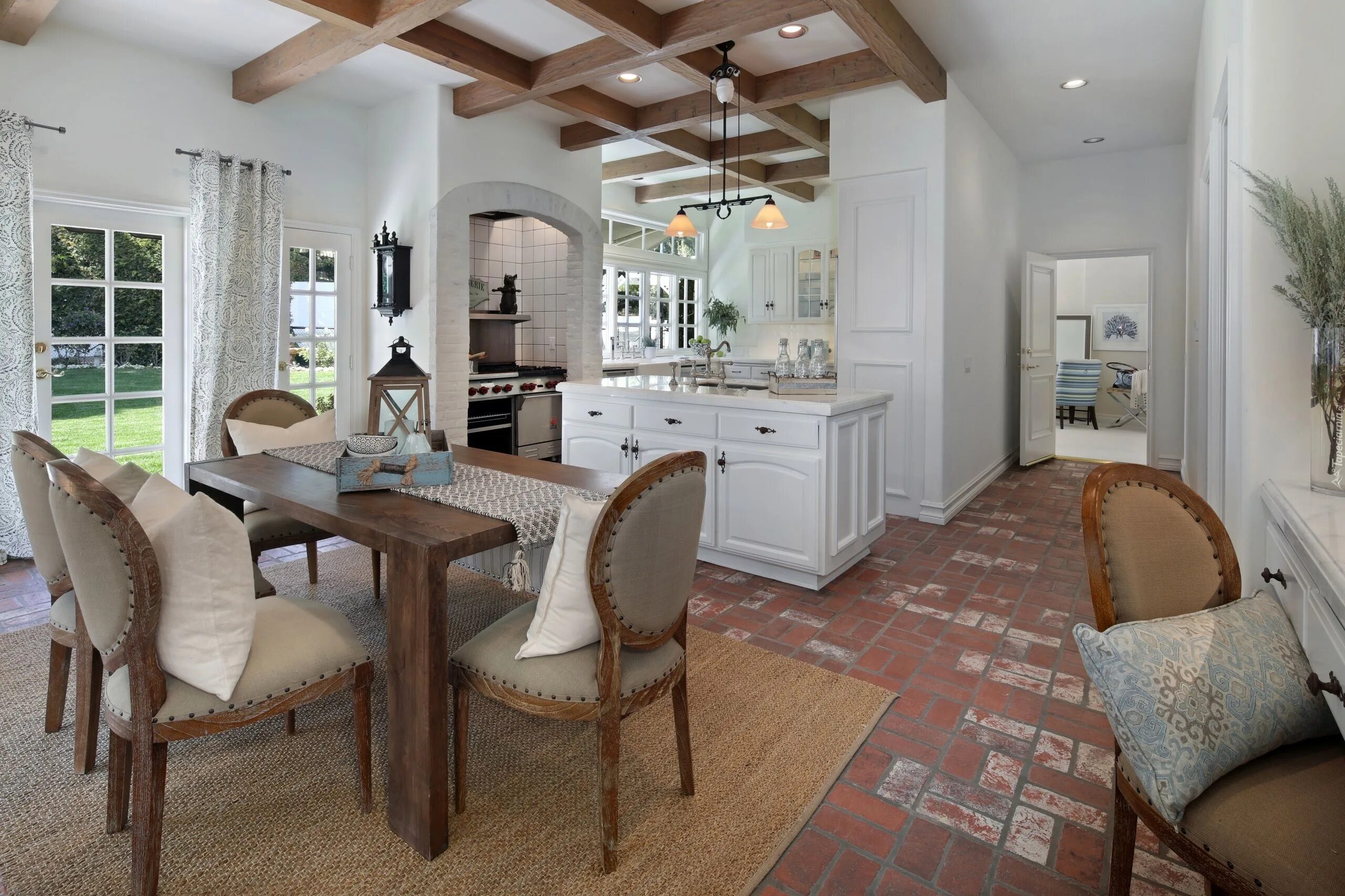 There is table in the kitchen