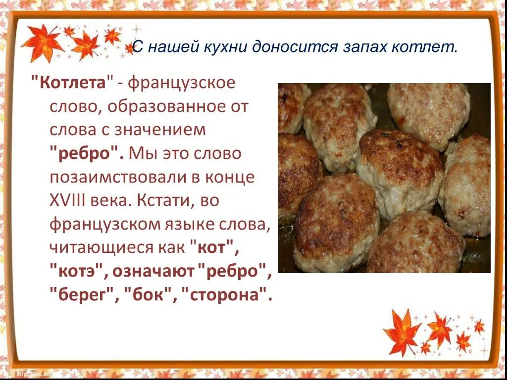 Сколько соли в котлеты. Сообщение о котлетах. Котлета происхождение слова. Откуда пришло слово котлета. Происхождение котлет.