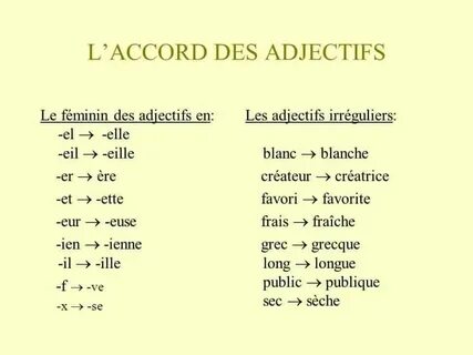 Des adjectifs