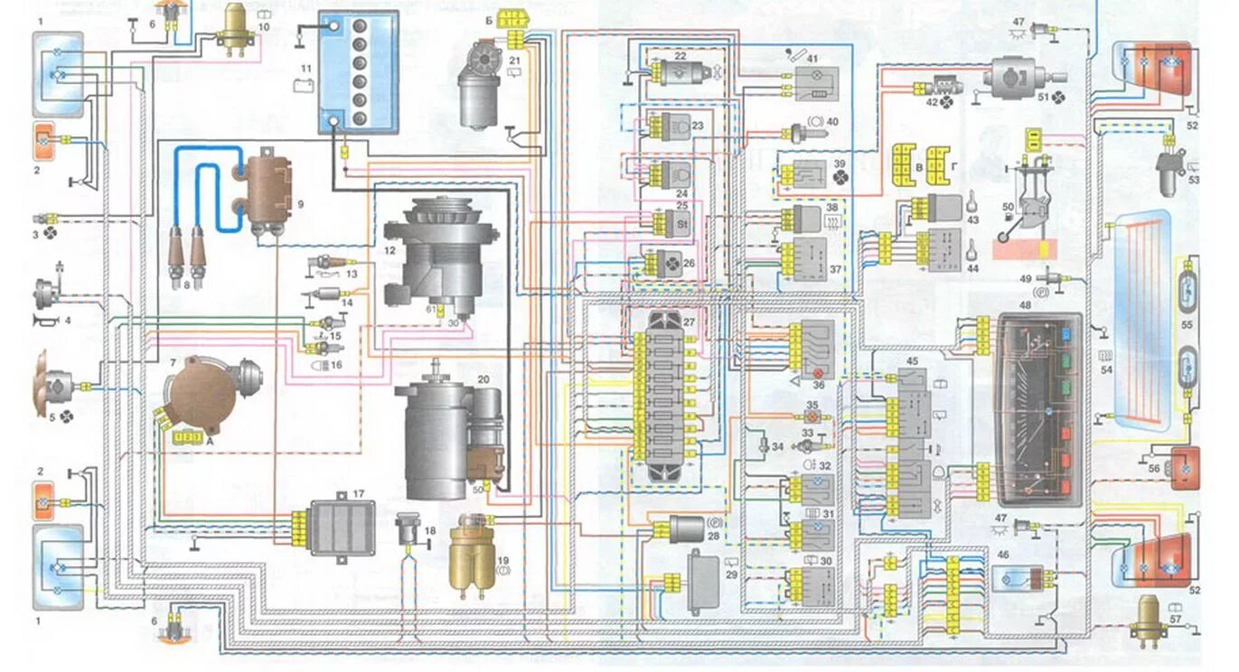 Цветные электросхемы камаз. ВАЗ 1111 Ока схема электрооборудования. Схема электрооборудования Ока 11113. Схема электрики ВАЗ 1111 КАМАЗ. Схема электрооборудования авто Ока ВАЗ 1111.