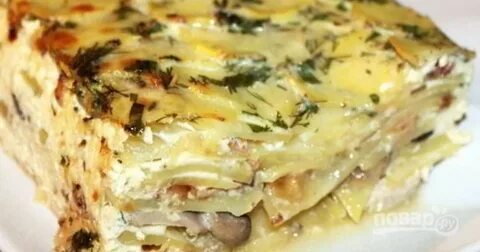 Запеканка с грибами и курицей в духовке