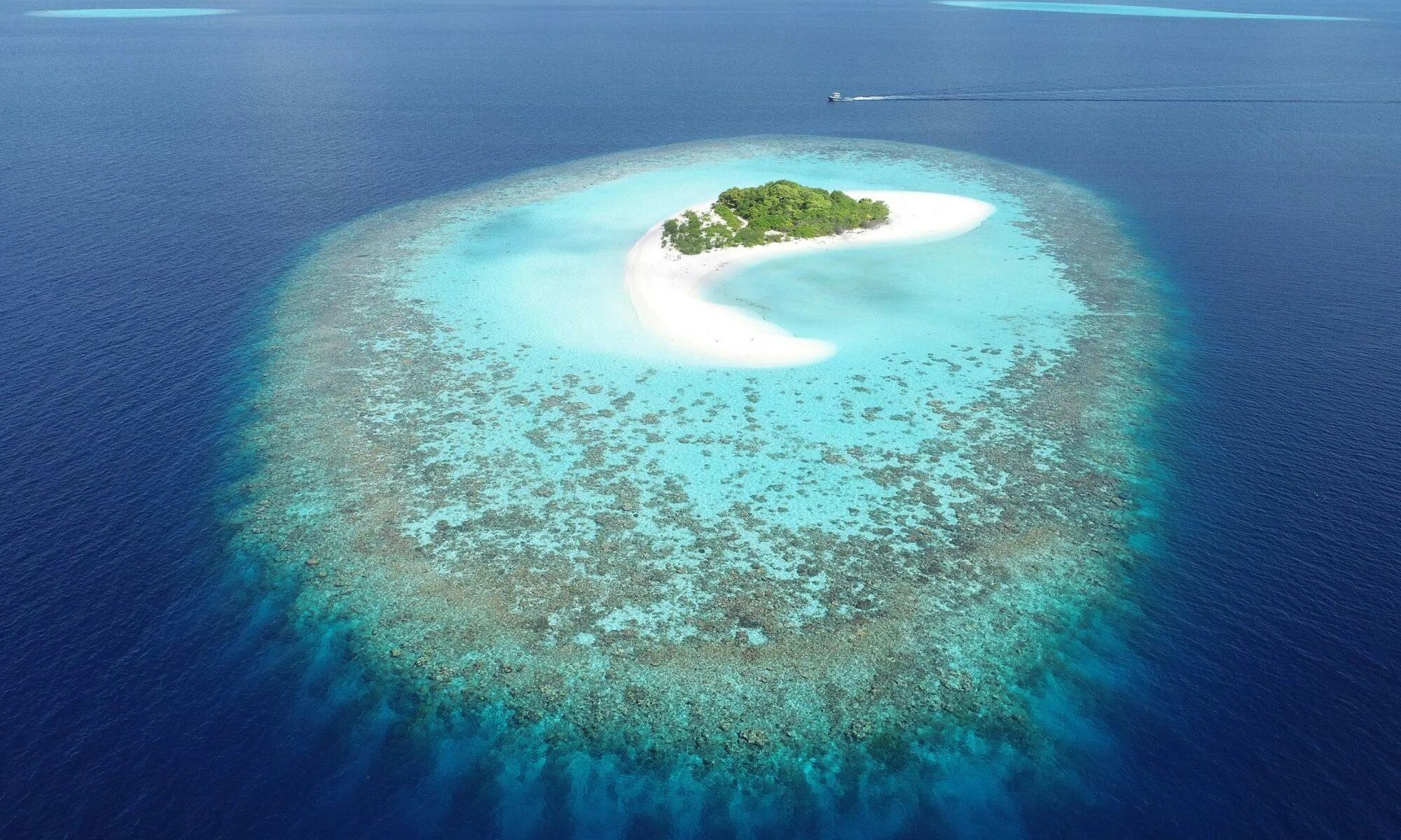 Остров омываемый двумя океанами. Остров риф (Reef Island). Атоллы Океании. Большая голубая дыра, Лайтхаус-риф. Остров Корал.