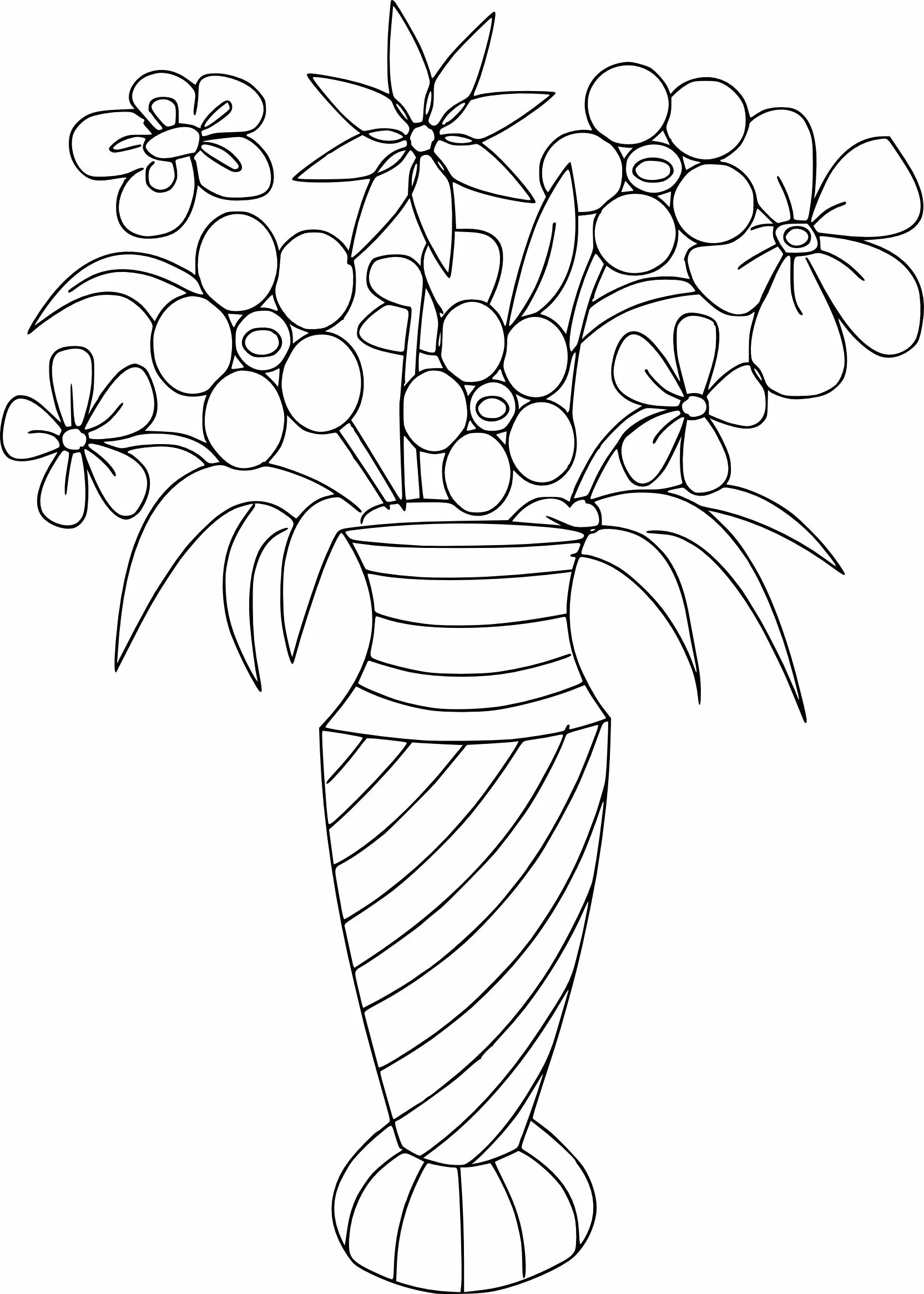 Букет карандашом легко. Ваза с цветами раскраска. Раскраска цветы в вазе. Раскраска вазасцвитами. Раскраска ваза с цветами для детей.