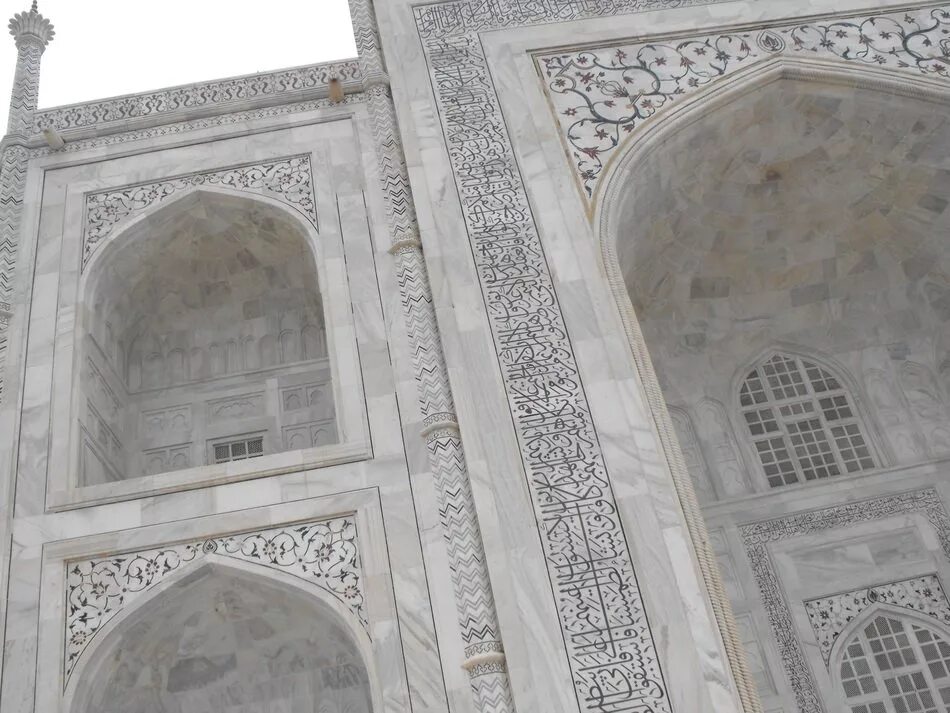 Taj Mahal building exterior-constructed of semitranslucent white marble carved w