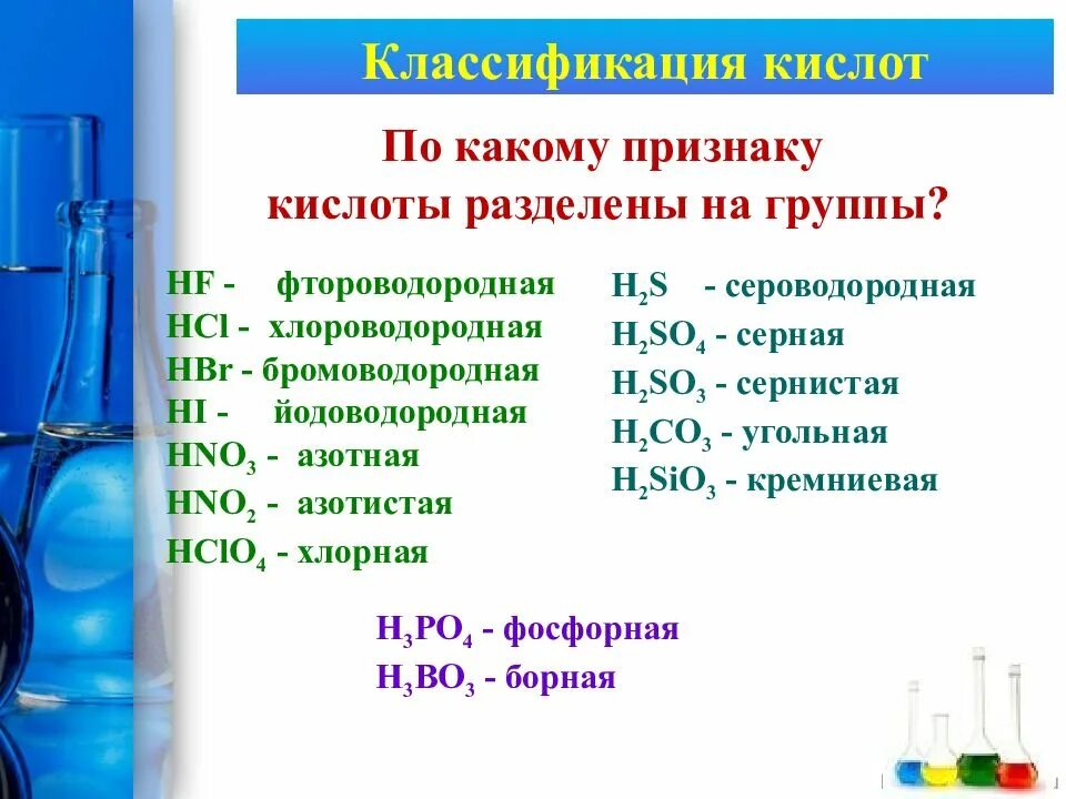 Какие из перечисленных неорганических