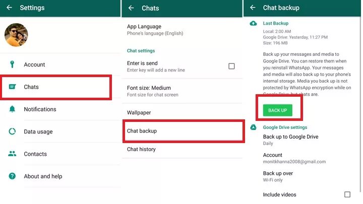 Chat backup. Android whatsapp backup. gmail whatsapp. выгрузить ватсап с айфона в гугл диск. whatsapp резервное копирование при входе.