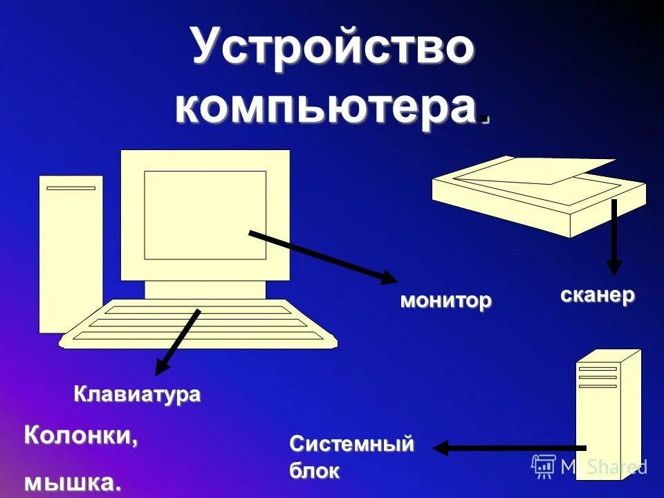 Устройство компьютера. Сканер в системном блоке. Устройство персонального компьютера монитор. Монитор клавиатура системный блок схема. Сканер монитор