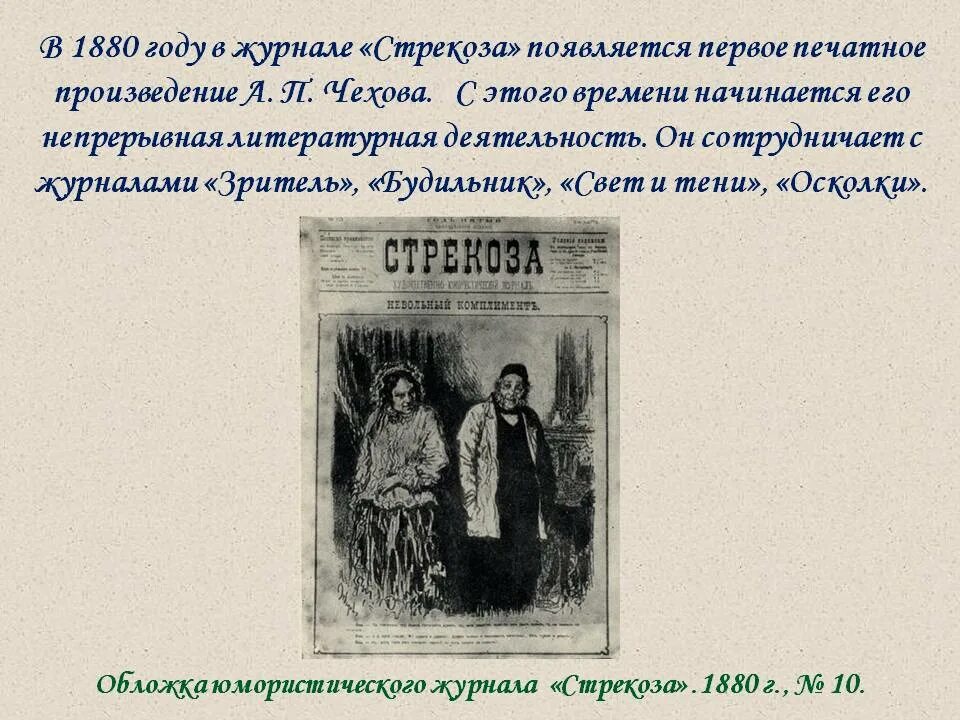 Это произведение чехова было. Первое печатное произведение Чехова. Первые рассказы Чехова. Первая Публикация Чехова.