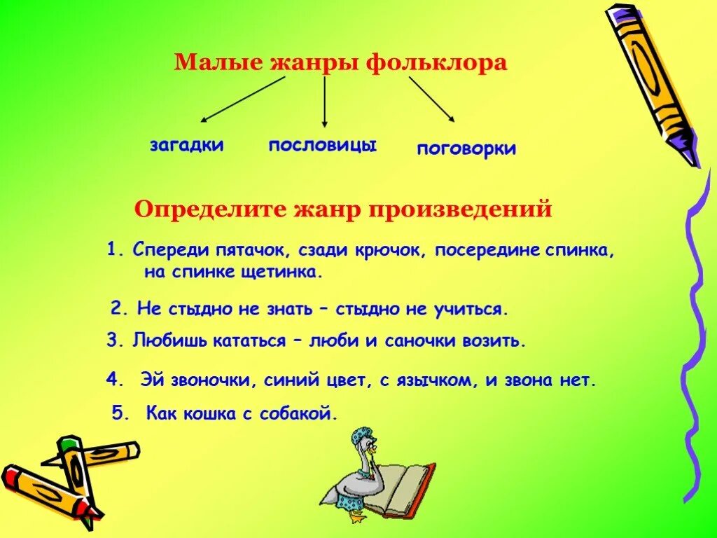 В каких произведениях есть пословица. Малые Жанры фольклора загадки пословицы поговорки. Малые Жанры фольклора загадки. Малые фольклорные Жанры загадки. Малые Жанры фольклора пословицы.