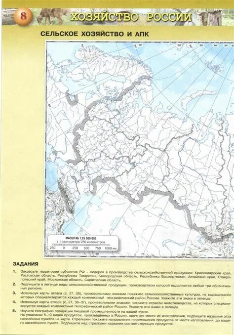 Контурная карта география сельское хозяйство