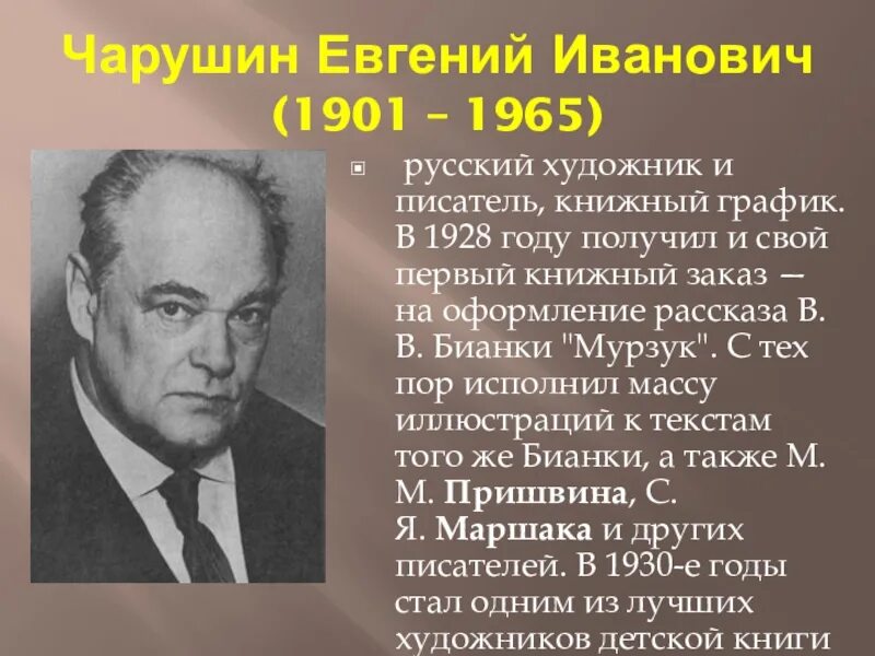 Биография чарушина кратко