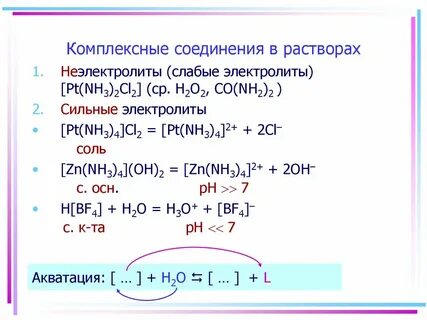 Комплексные соединения в растворах
