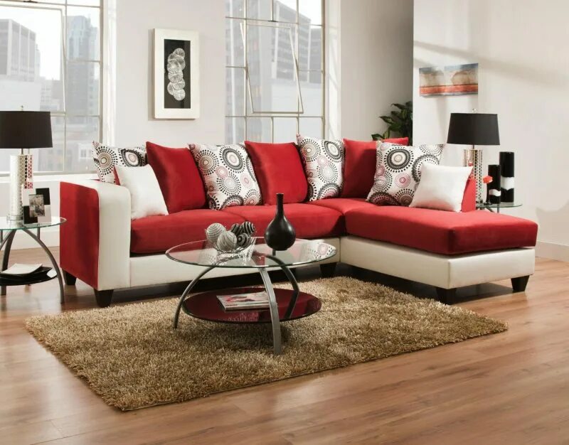 Идеально подходит для большой. Красный диван. Красный угловой диван. Диван бежевый с красным. Красивый красный диван.