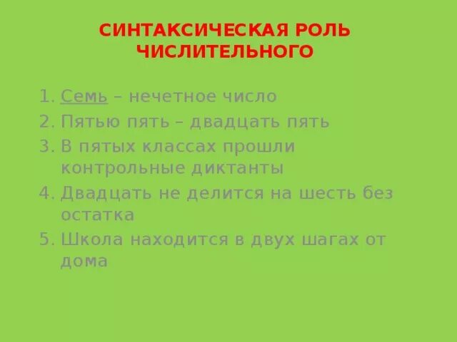 Функция числительного в предложении. Синтаксическая роль числительных. Имя числительное синтаксическая функция. Синтаксическая роль числит. Синтаксическая роль числ.