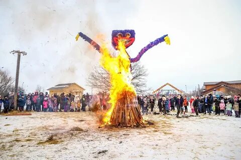 Сожжение чучела на масленицу 2024